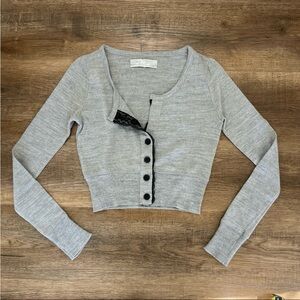 Zara mini cropped cardigan lace trim sz S
